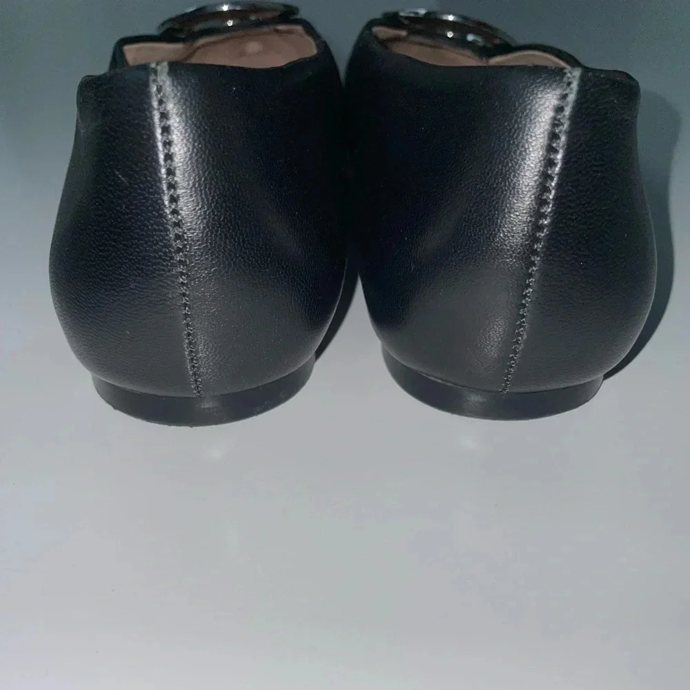 H&M Leather Black Metal Metal Ring Flats Size 7